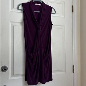 Blush Plum Purple sleeveless dress slinky stretch draped front size Large Vneck